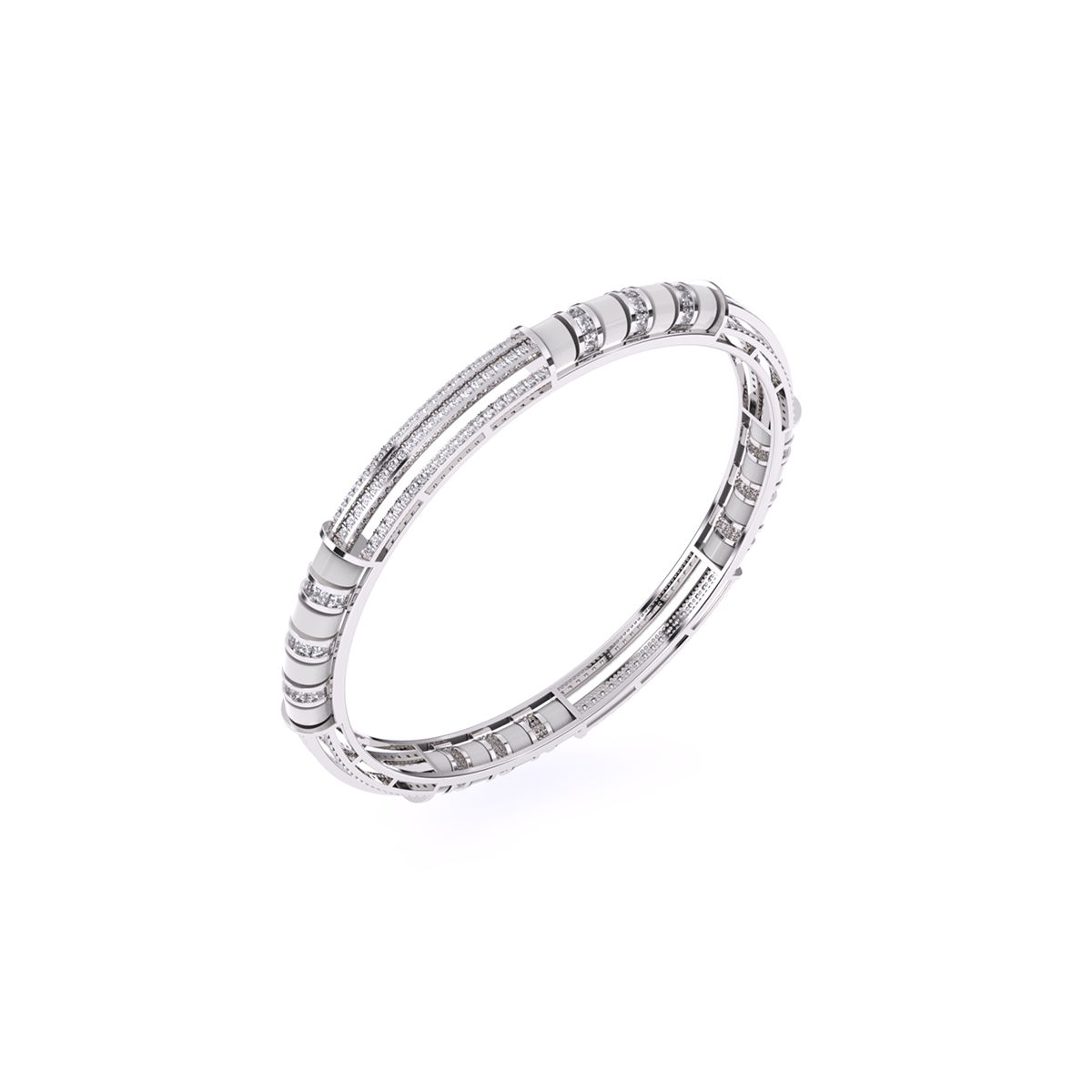 Modern Round Cluster Diamond Bangle